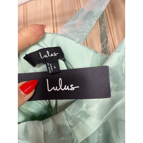 NWT Lulus Glamorous Sweetie Sage Burnout Tie-Strap Bustier Midi Dress Gala L - Picture 7 of 9